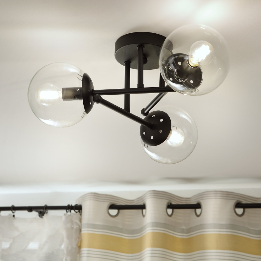 Brilagi - MALIVA Flush-Mounted Chandelier 3xE14/15W/230V Black/Clear