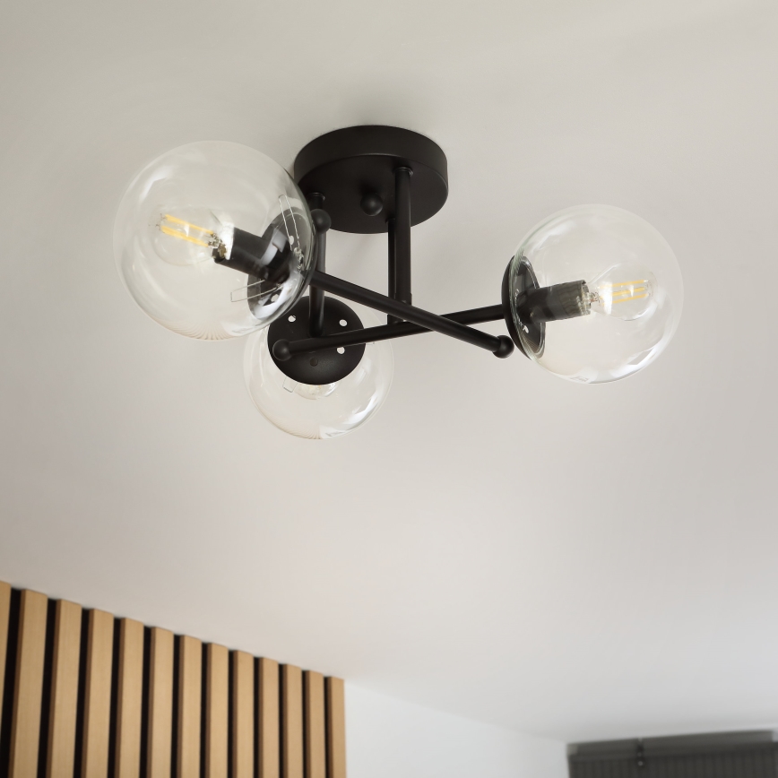 Brilagi - MALIVA Flush-Mounted Chandelier 3xE14/15W/230V Black/Clear