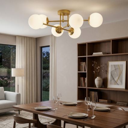 Brilagi - MALIVA surface-mounted chandelier 6xE14/15W/230V gold/white