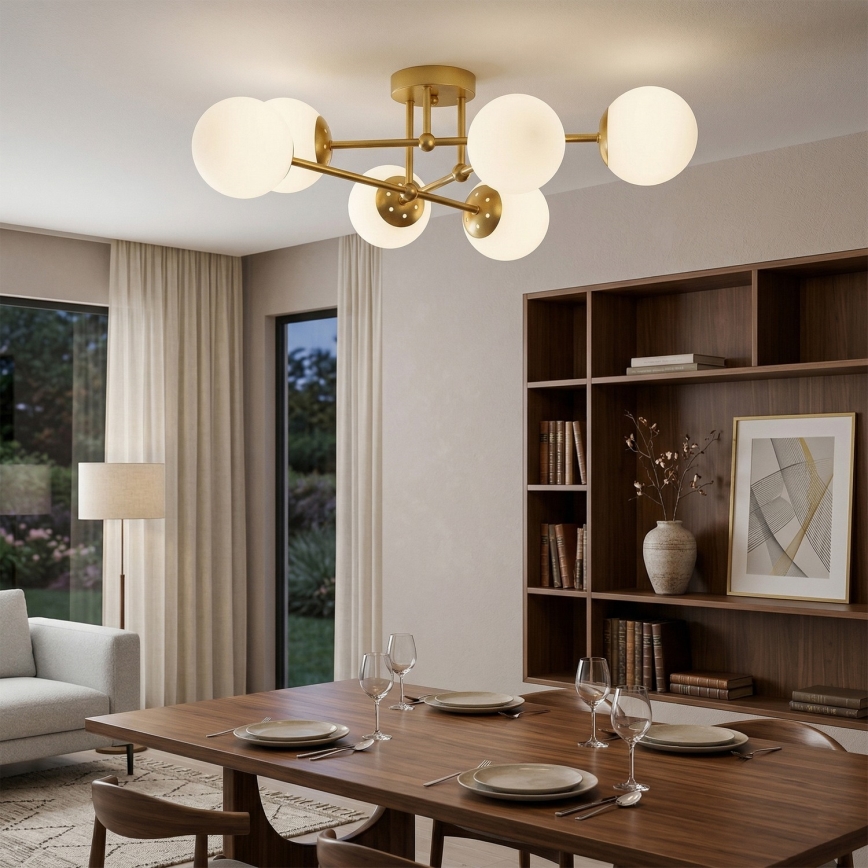 Brilagi - MALIVA surface-mounted chandelier 6xE14/15W/230V gold/white