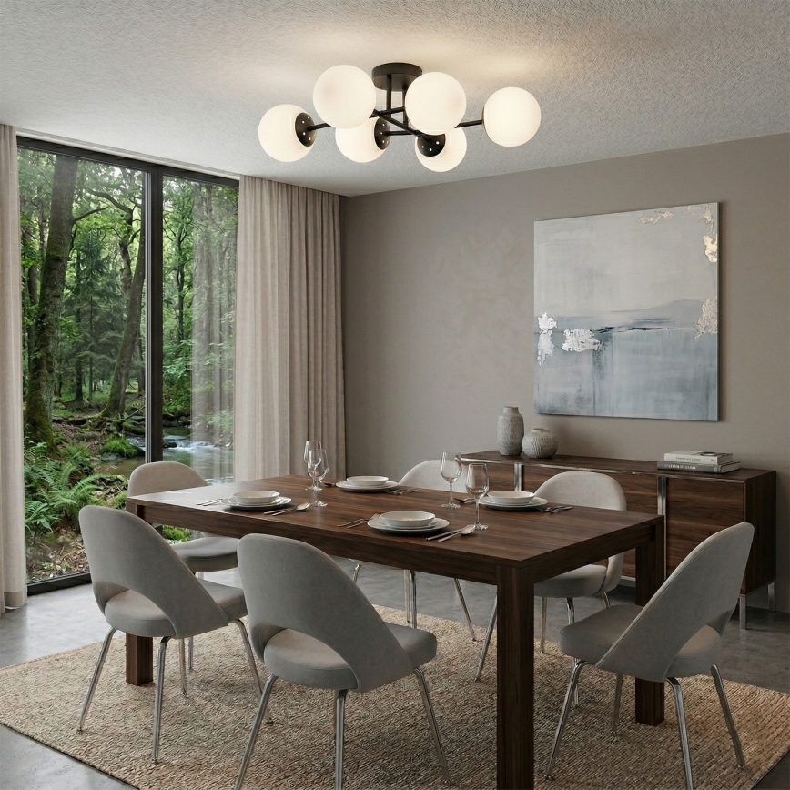 Brilagi - MALONY Flush-Mount Chandelier 6xE14/20W/230V, Black