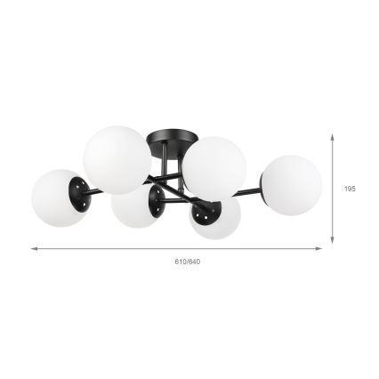 Brilagi - MALONY Flush-Mount Chandelier 6xE14/20W/230V, Black