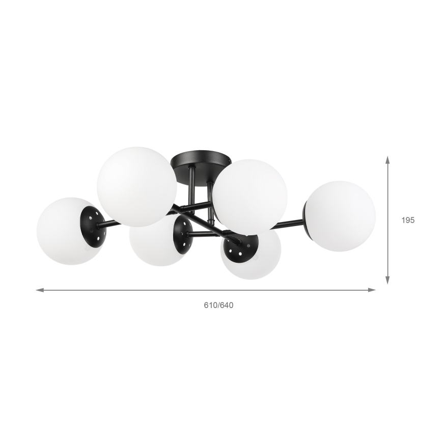 Brilagi - MALONY Flush-Mount Chandelier 6xE14/20W/230V, Black