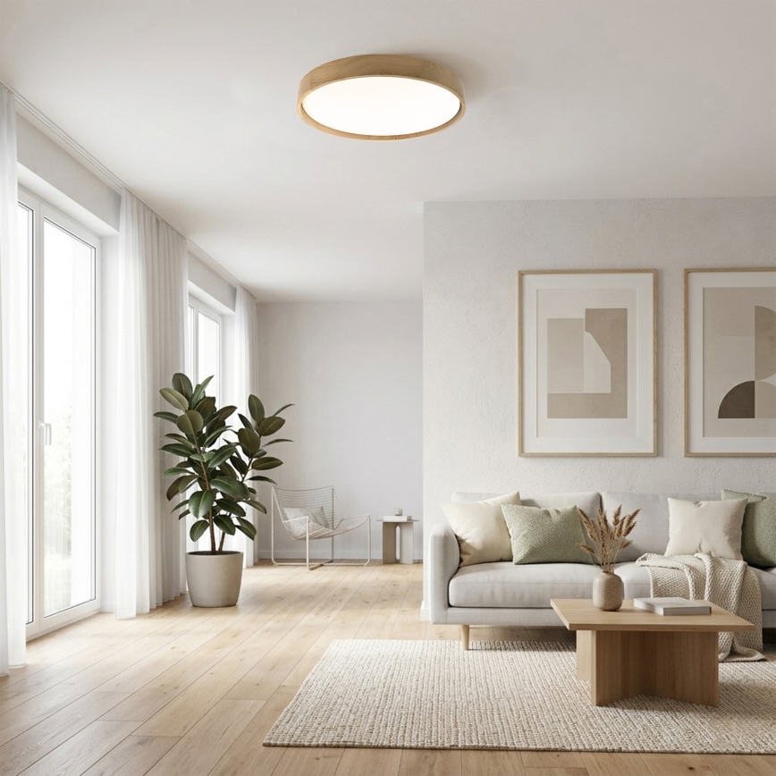 Brilagi - MANAROLA PLAIN LED Ceiling Light 36W 230V 3000K Ø 48 cm Oak