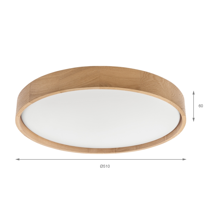 Brilagi - Dimmable LED Ceiling Light MANAROLA SMART LED/36W/230V 3000–6000K Wi-Fi Tuya Beacon Ø 51 cm Oak + Remote Control