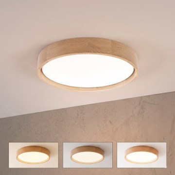 Brilagi - MANAROLA SMART STARS LED Dimmable Ceiling Light LED/24W/230V 3000–6000K Wi-Fi Tuya Beacon Ø 41 cm Oak + Remote Control