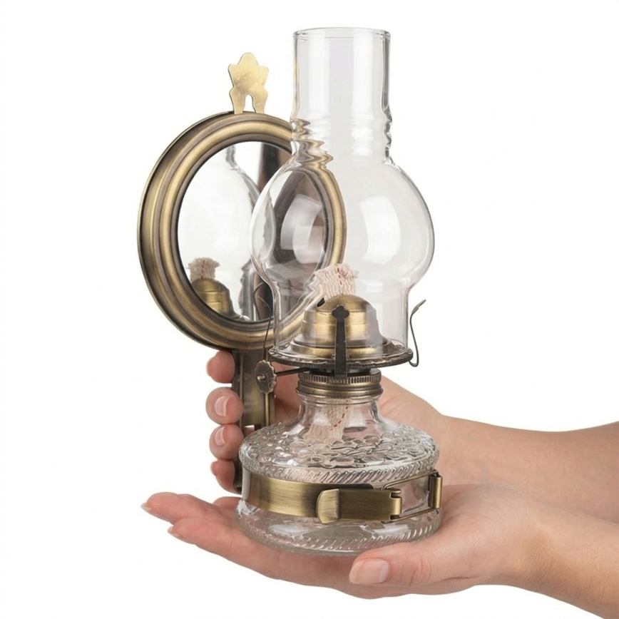 Brilagi - MERLIN Kerosene Lamp with Mirror, Gold/Patina Finish