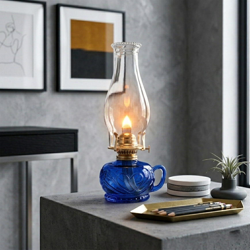 Brilagi - MERLIN Petrol-Blue Kerosene Lamp