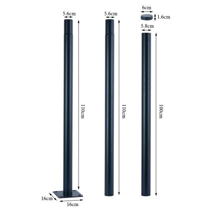 Brilagi - Metal pole for outdoor lighting URBAN 3 m pole d. 58 matte anthracite