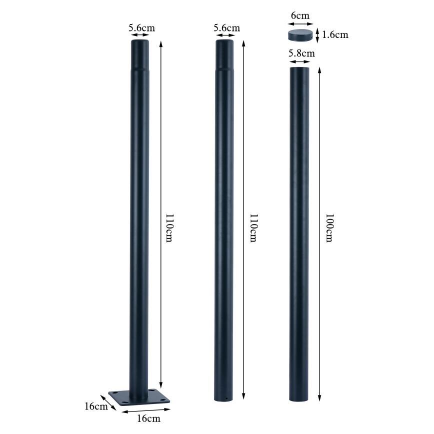 Brilagi - Metal pole for outdoor lighting URBAN 3 m pole d. 58 matte anthracite