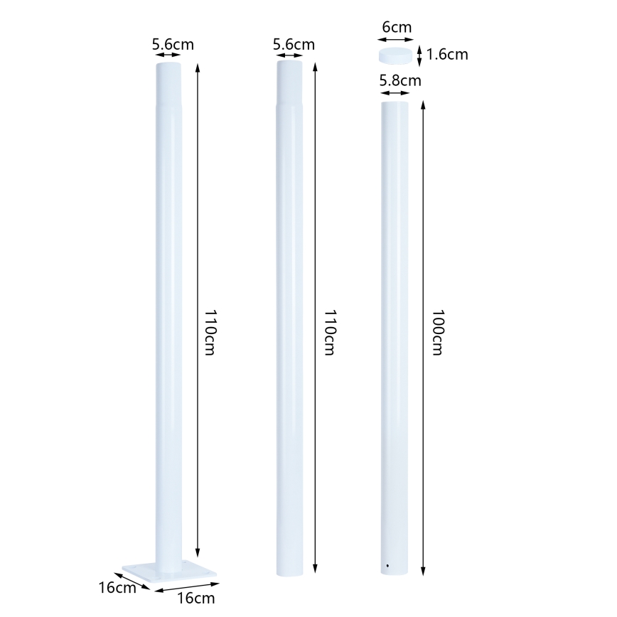 Brilagi - Metal pole for outdoor lighting URBAN 3 m pole d. 58 matte white