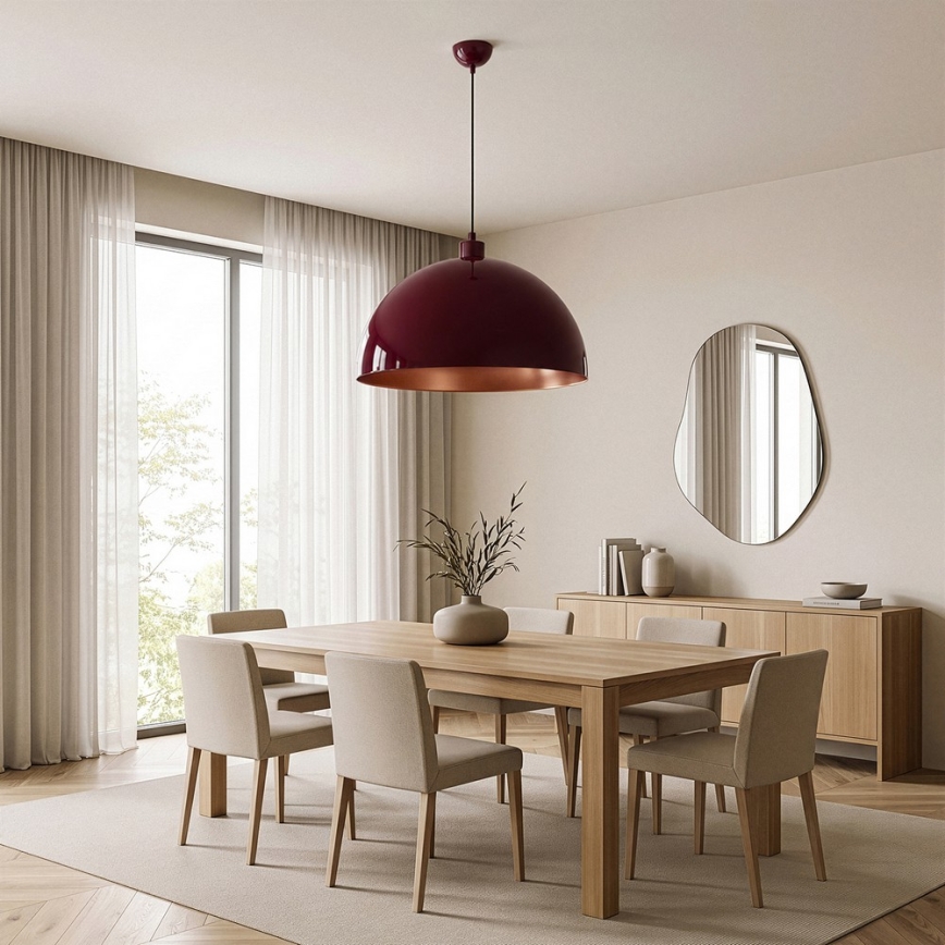 BRILAGI - METALO LED Cable Pendant 1xE27/40W/230V Ø 60 cm burgundy/copper