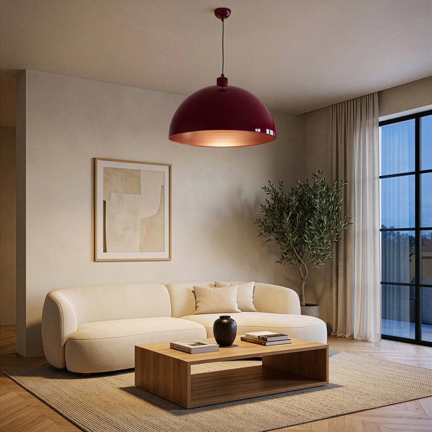 BRILAGI - METALO LED Cable Pendant 1xE27/40W/230V Ø 60 cm burgundy/copper