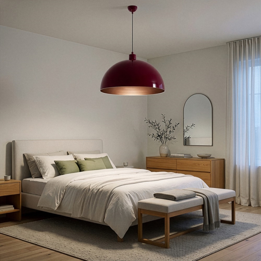 BRILAGI - METALO LED Cable Pendant 1xE27/40W/230V Ø 60 cm burgundy/copper