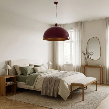BRILAGI - METALO LED Cable Pendant 1xE27/40W/230V Ø 60 cm burgundy/copper