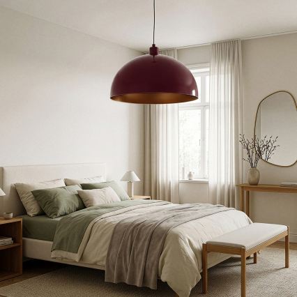 BRILAGI - METALO LED Cable Pendant 1xE27/40W/230V Ø 60 cm burgundy/copper