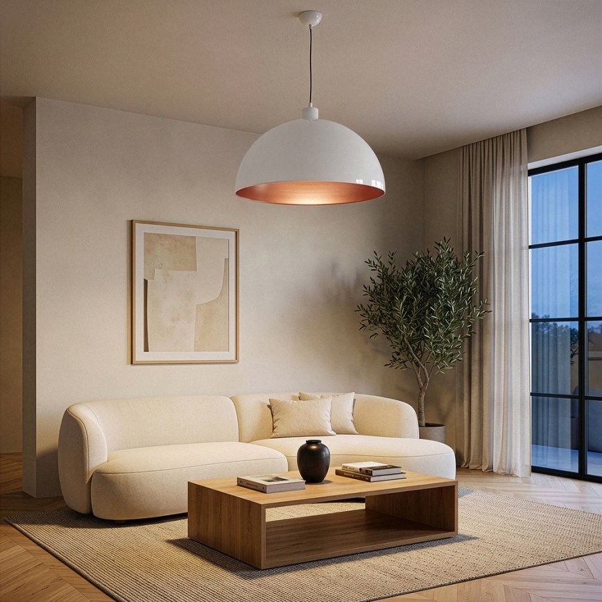 BRILAGI - METALO LED pendant on cable 1x E27/40W/230V Ø 60 cm white/copper
