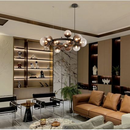 Brilagi - MILLA LED cable chandelier 15xG9/3W/230V Brown/Smoked Brown