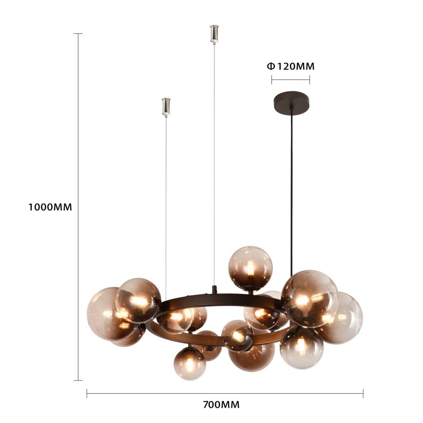 Brilagi - MILLA LED cable chandelier 15xG9/3W/230V Brown/Smoked Brown
