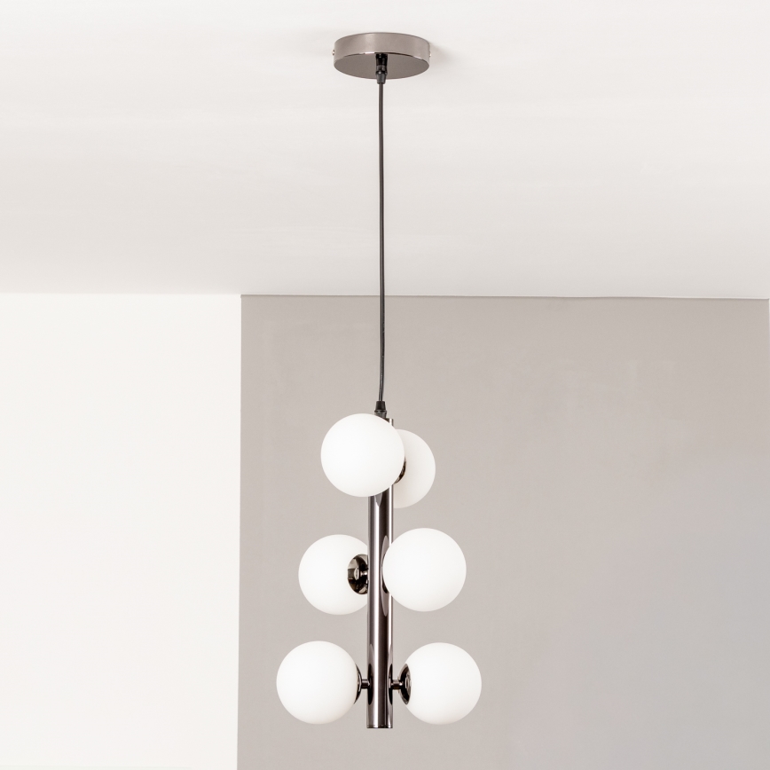 Brilagi - MILLA LED Cable Pendant 6xG9/3W/230V, Black Chrome/White