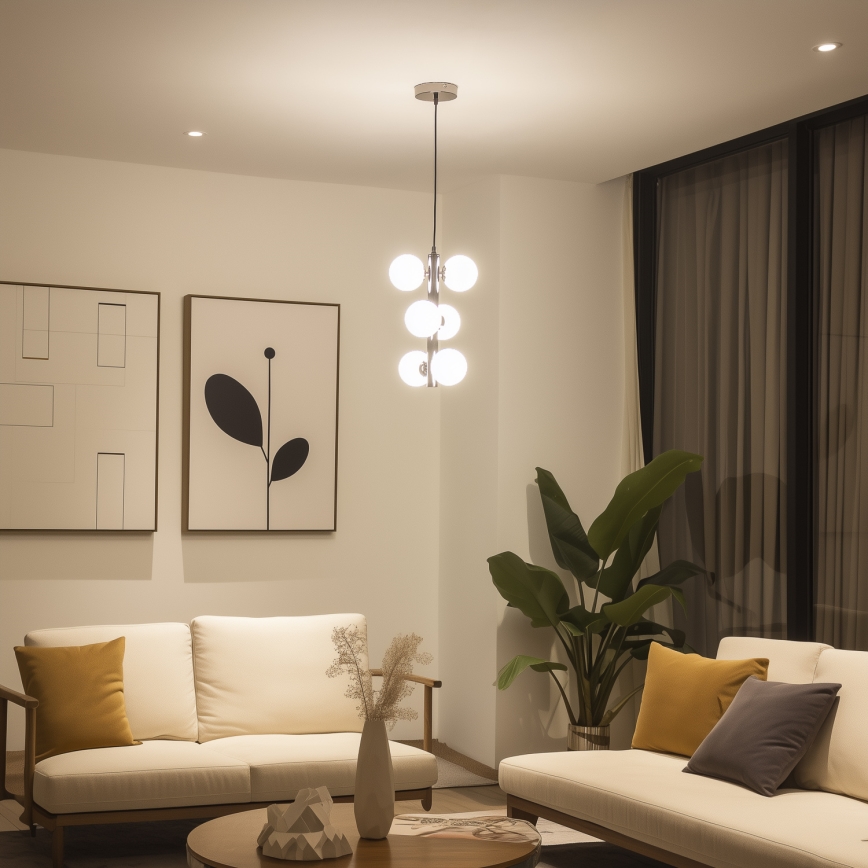 Brilagi - MILLA LED Cable Pendant 6xG9/3W/230V, Black Chrome/White