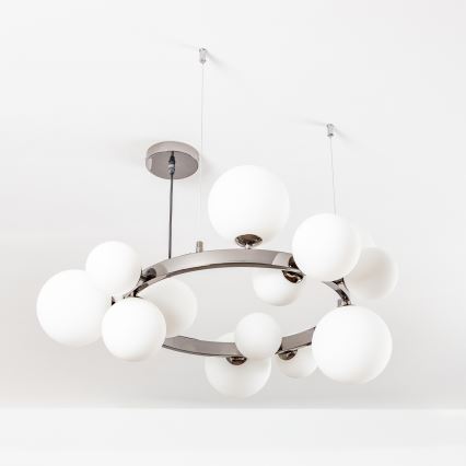 Brilagi - MILLA LED cable-suspended chandelier 15xG9/3W/230V, black chrome/white