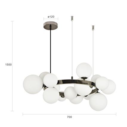 Brilagi - MILLA LED cable-suspended chandelier 15xG9/3W/230V, black chrome/white