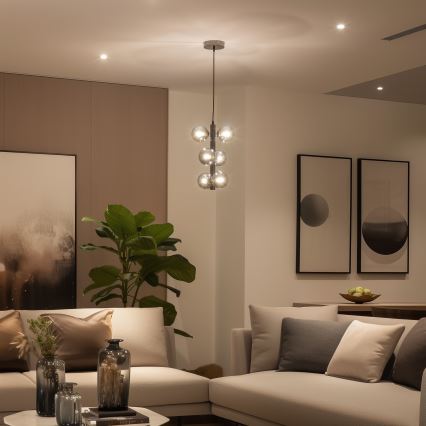 Brilagi - MILLA LED Cable-Suspended Chandelier 6xG9/3W/230V Black Chrome/Smoked Glass