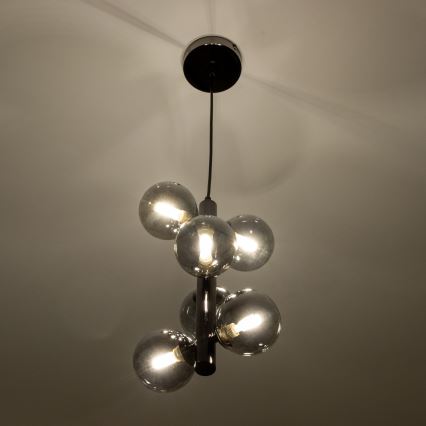 Brilagi - MILLA LED Cable-Suspended Chandelier 6xG9/3W/230V Black Chrome/Smoked Glass