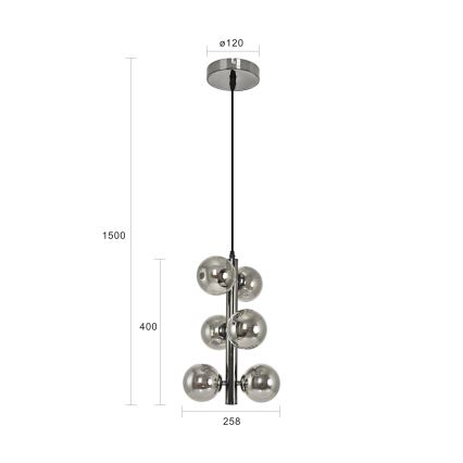 Brilagi - MILLA LED Cable-Suspended Chandelier 6xG9/3W/230V Black Chrome/Smoked Glass