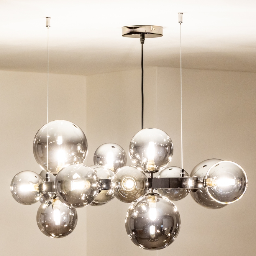 Brilagi - MILLA LED Chandelier on Cable 15xG9/3W/230V Black Chrome/Smoked Glass