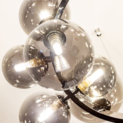 Brilagi - MILLA LED Chandelier on Cable 15xG9/3W/230V Black Chrome/Smoked Glass