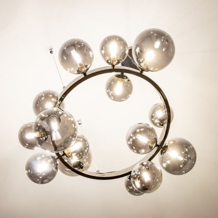Brilagi - MILLA LED Chandelier on Cable 15xG9/3W/230V Black Chrome/Smoked Glass