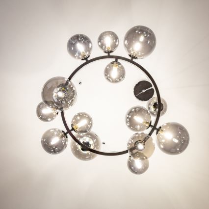 Brilagi - MILLA LED Chandelier on Cable 15xG9/3W/230V Black Chrome/Smoked Glass