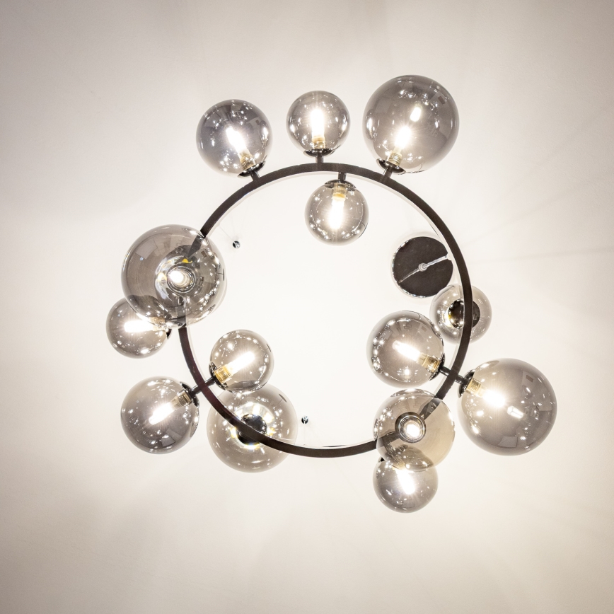 Brilagi - MILLA LED Chandelier on Cable 15xG9/3W/230V Black Chrome/Smoked Glass