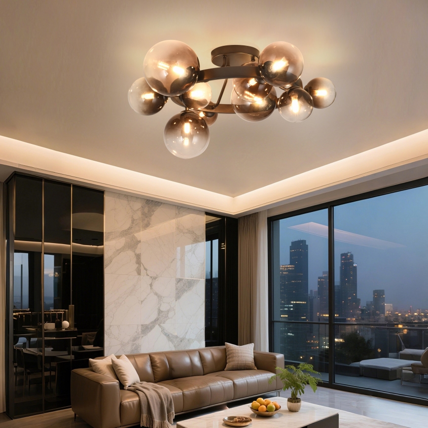 Brilagi - MILLA LED Flush-Mount Chandelier 10xG9/3W/230V, Brown/Smoked Brown