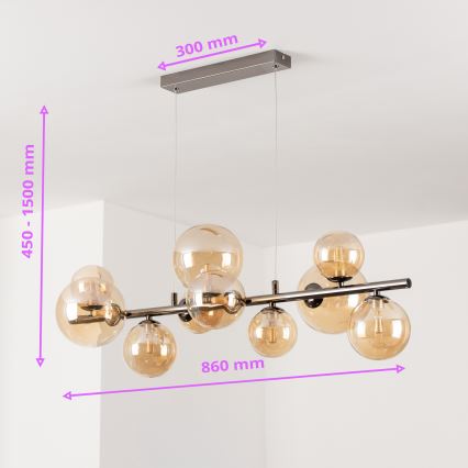 Brilagi - MILLA LED Pendant Lamp on Cable 10xG9/3W/230V Black Chrome/Gold