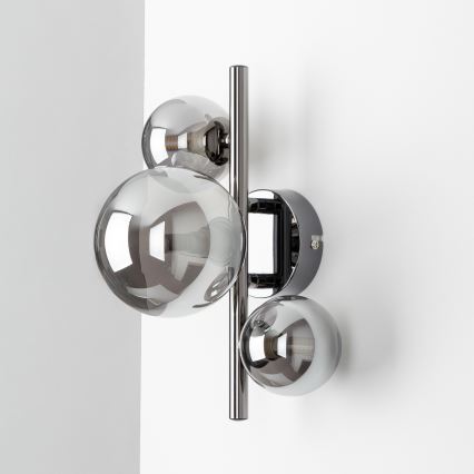 Brilagi - MILLA LED Wall Light 3×G9/3W/230V, Black Chrome/Smoked Glass