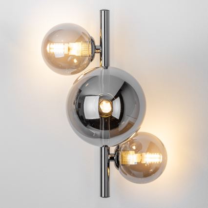 Brilagi - MILLA LED Wall Light 3×G9/3W/230V, Black Chrome/Smoked Glass