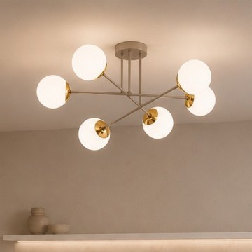 BRILAGI - MILO 6xE27/60W/230V Flush-Mount Chandelier, Beige/Gold