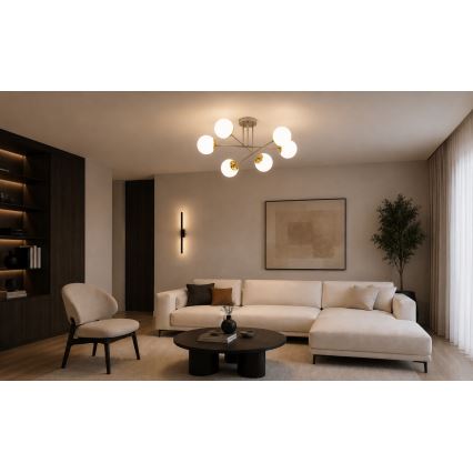 BRILAGI - MILO 6xE27/60W/230V Flush-Mount Chandelier, Beige/Gold