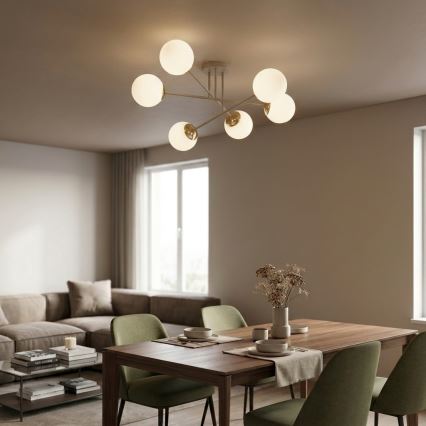 BRILAGI - MILO 6xE27/60W/230V Flush-Mount Chandelier, Beige/Gold