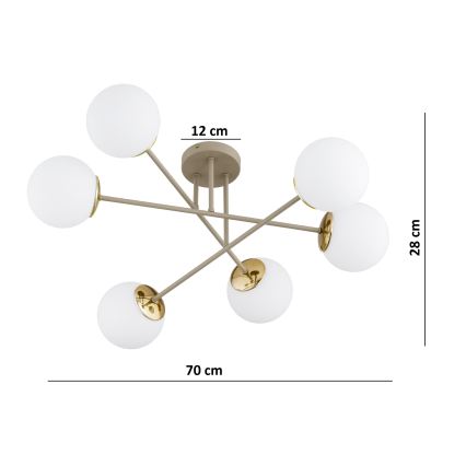 BRILAGI - MILO 6xE27/60W/230V Flush-Mount Chandelier, Beige/Gold