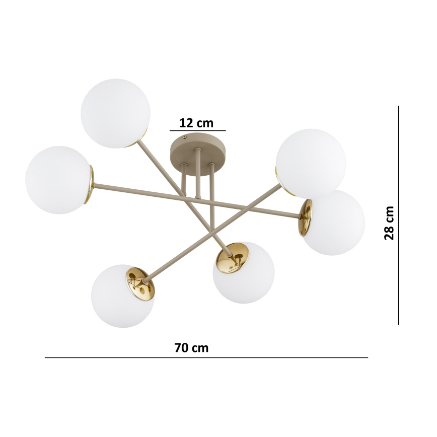 BRILAGI - MILO 6xE27/60W/230V Flush-Mount Chandelier, Beige/Gold