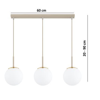 BRILAGI - MILO Cable Pendant Lamp 3xE27/60W/230V beige/gold