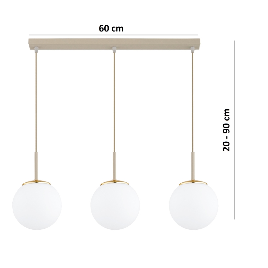 BRILAGI - MILO Cable Pendant Lamp 3xE27/60W/230V beige/gold