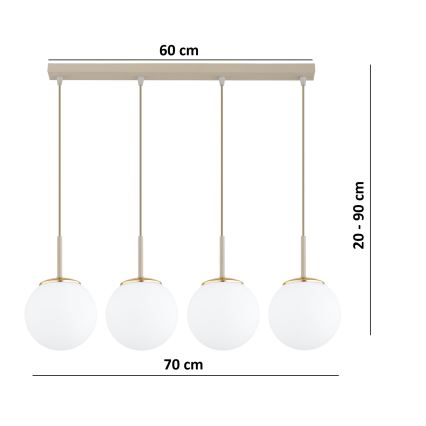 BRILAGI - MILO cable-suspended chandelier 4xE27/60W/230V beige/gold