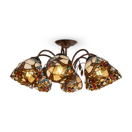 Brilagi - MIRABELLA Tiffany stained-glass flush-mount chandelier 8xE27/60W/230V Ø 68 cm