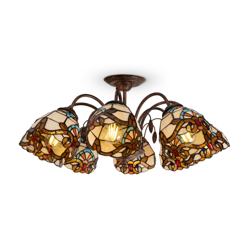 Brilagi - MIRABELLA Tiffany stained-glass flush-mount chandelier 8xE27/60W/230V Ø 68 cm