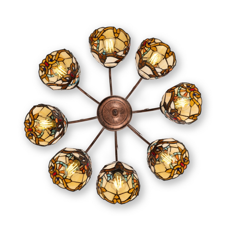 Brilagi - MIRABELLA Tiffany stained-glass flush-mount chandelier 8xE27/60W/230V Ø 68 cm